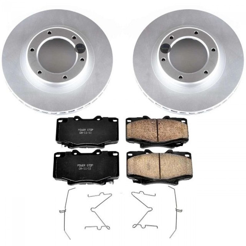 Power Stop Front Geomet Coated Brake Rotor and Pad Kit for 93-97 Toyota Land Cruiser