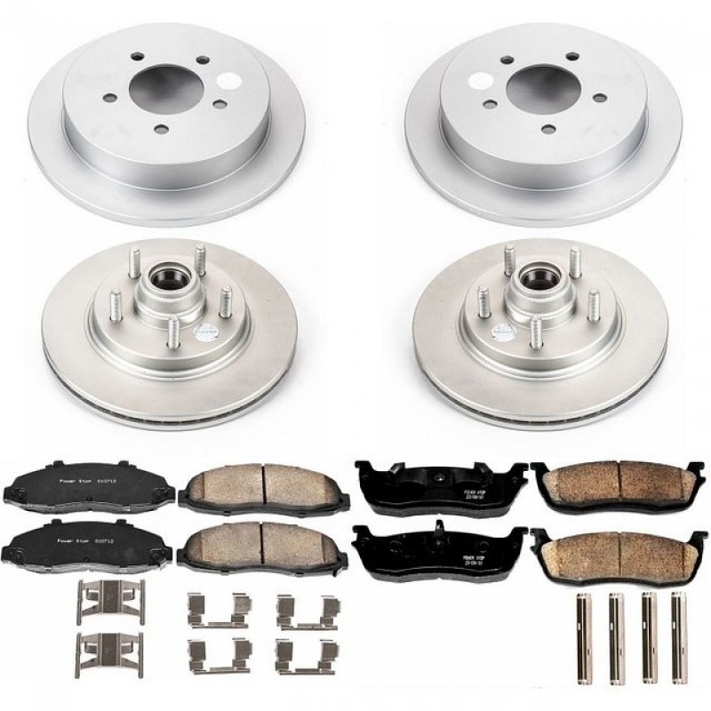 Power Stop Front and Rear Geomet Coated Brake Rotor and Pad Kit for 00-03 Ford F150, 2004 F150 Heritage 2WD