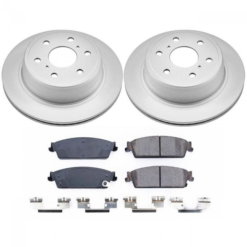 Power Stop Rear Geomet Coated Brake Rotor and Pad Kit for 05-06 Chevrolet Silverado and GMC Sierra 1500