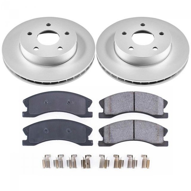 Power Stop Front Geomet Coated Brake Rotor and Pad Kit for 99-04 Jeep Grand Cherokee WJ