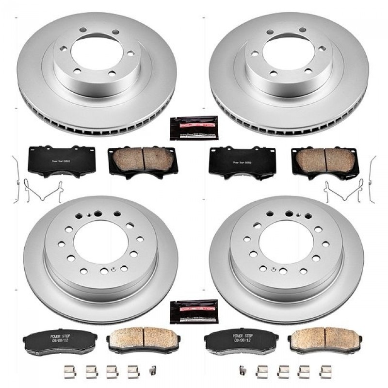Power Stop Front and Rear Geomet Coated Brake Rotor and Pad Kit for 03-09 Toyota 4Runner