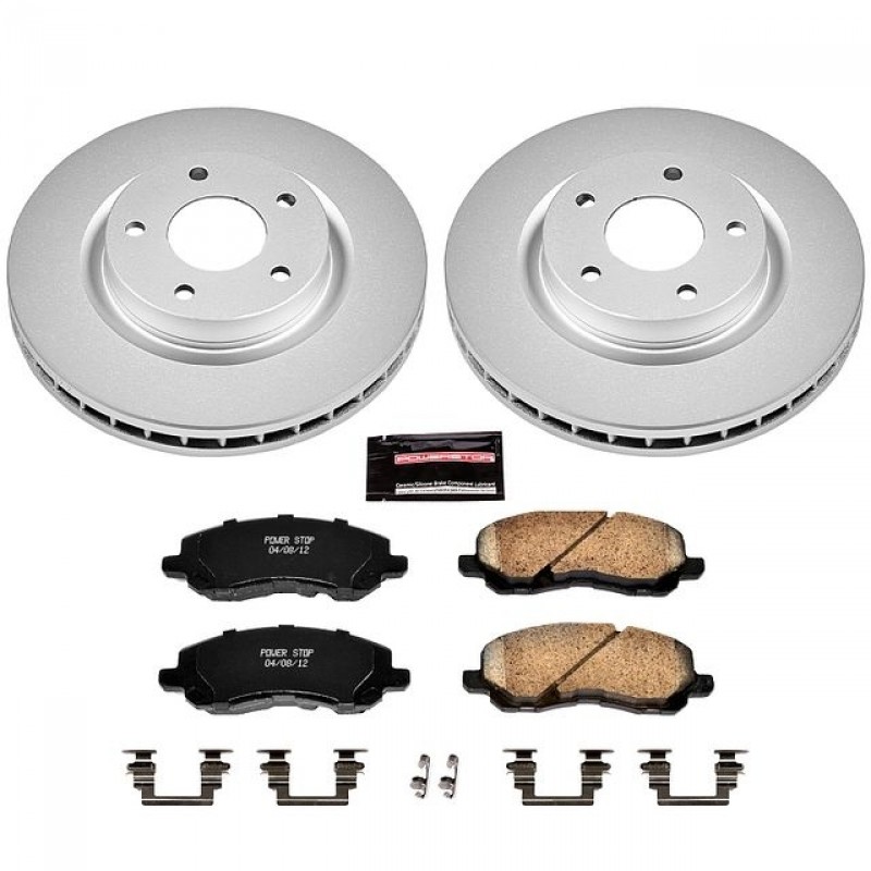 Power Stop Front Geomet Coated Brake Rotor and Pad Kit for 07-07 Jeep Patriot and Compass