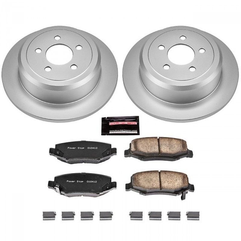 Power Stop Rear Geomet Coated Brake Rotor and Pad Kit for 08-12 Jeep Liberty