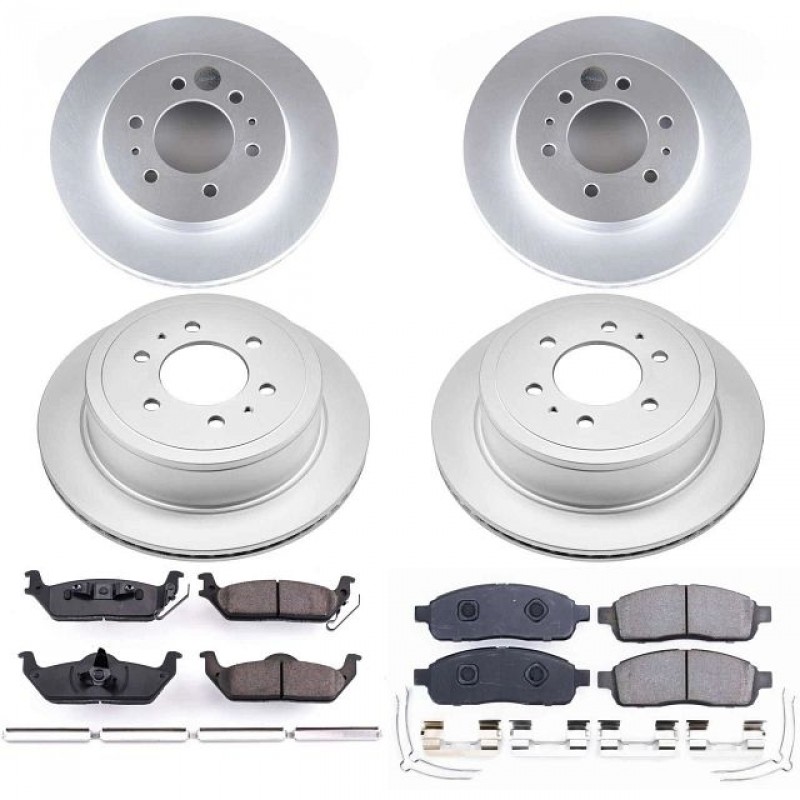 Power Stop Front and Rear Geomet Coated Brake Rotor and Pad Kit for 2009 Ford F150