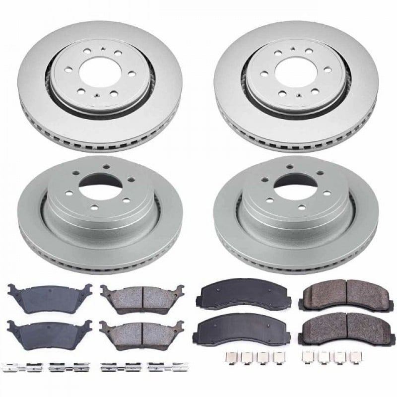 Power Stop Front and Rear Geomet Coated Brake Rotor and Pad Kit for 12-18 Ford F150