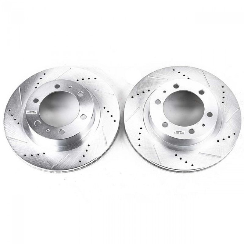 Power Stop Front Pair of Drilled and Slotted Brake Rotors for 05+ Toyota Tacoma, 03-09 4Runner, 07-14 FJ Cruiser