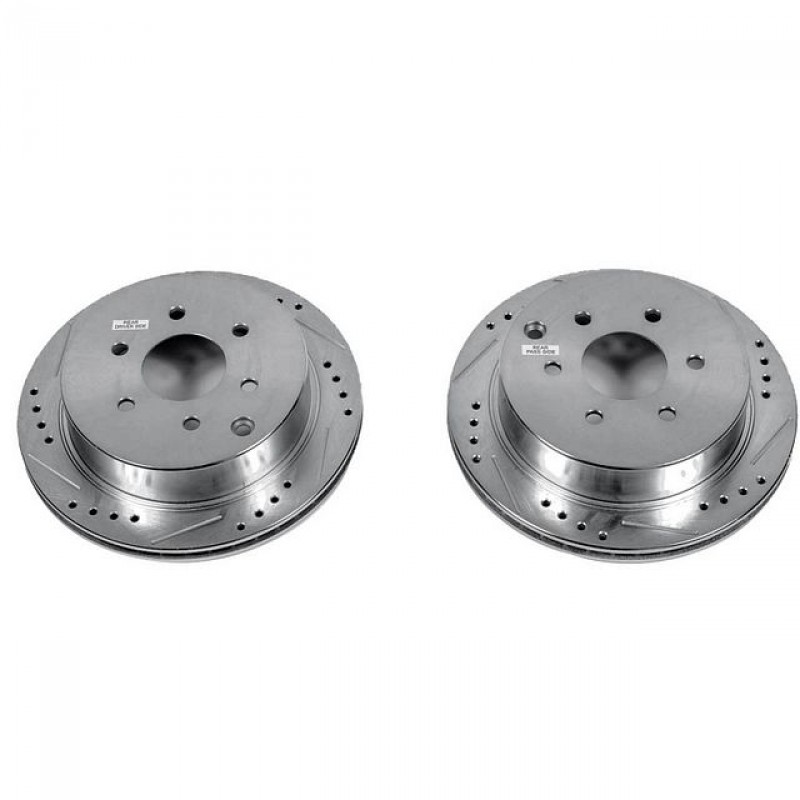 Power Stop Rear Pair of Drilled and Slotted Brake Rotors for 05+ Nissan Frontier, 05-15 Xterra