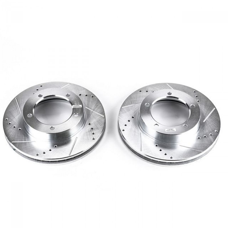 Power Stop Front Pair of Drilled and Slotted Brake Rotors for 98-07 Toyota Land Cruiser