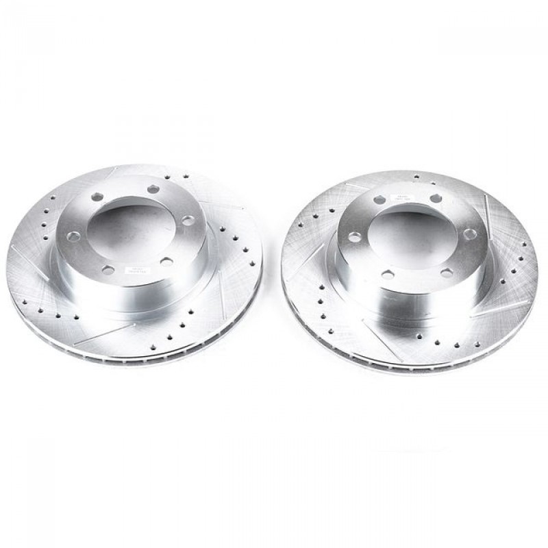 Power Stop Front Pair of Drilled and Slotted Brake Rotors for 2004 Toyota Tacoma, 96-02 4Runner