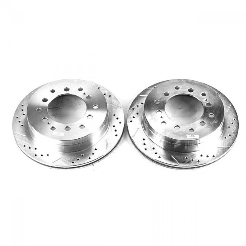 Power Stop Rear Pair of Drilled and Slotted Brake Rotors for 03-09 Toyota 4Runner, 07-09 FJ Cruiser