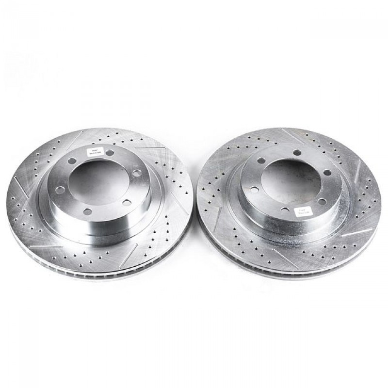 Power Stop Front Pair of Drilled and Slotted Brake Rotors for 03-09 Toyota 4Runner