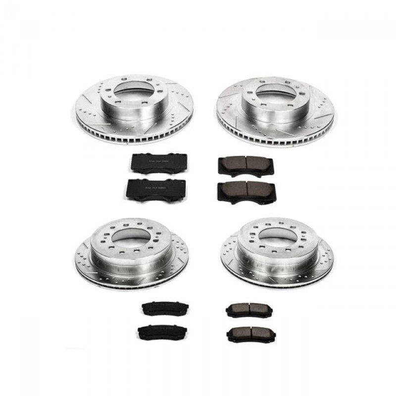 Power Stop Front and Rear Ceramic Brake Pad and Drilled & Slotted Rotor Kit for 03-09 Toyota 4Runner, 07-09 FJ Cruiser