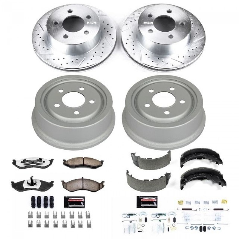 Power Stop Front and Rear Z36 Truck & Tow Brake Drum Kit for 99-00 Jeep Wrangler TJ, 99-01 Cherokee
