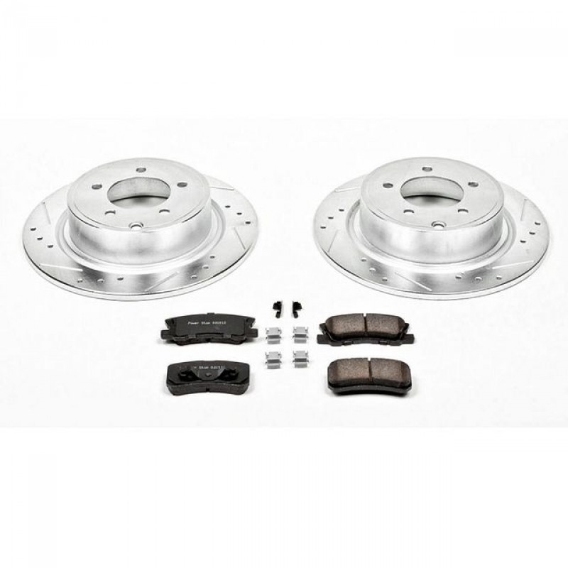 Power Stop Rear Ceramic Brake Pad and Drilled & Slotted Rotor Kit for 09-17 Jeep Compass and Patriot