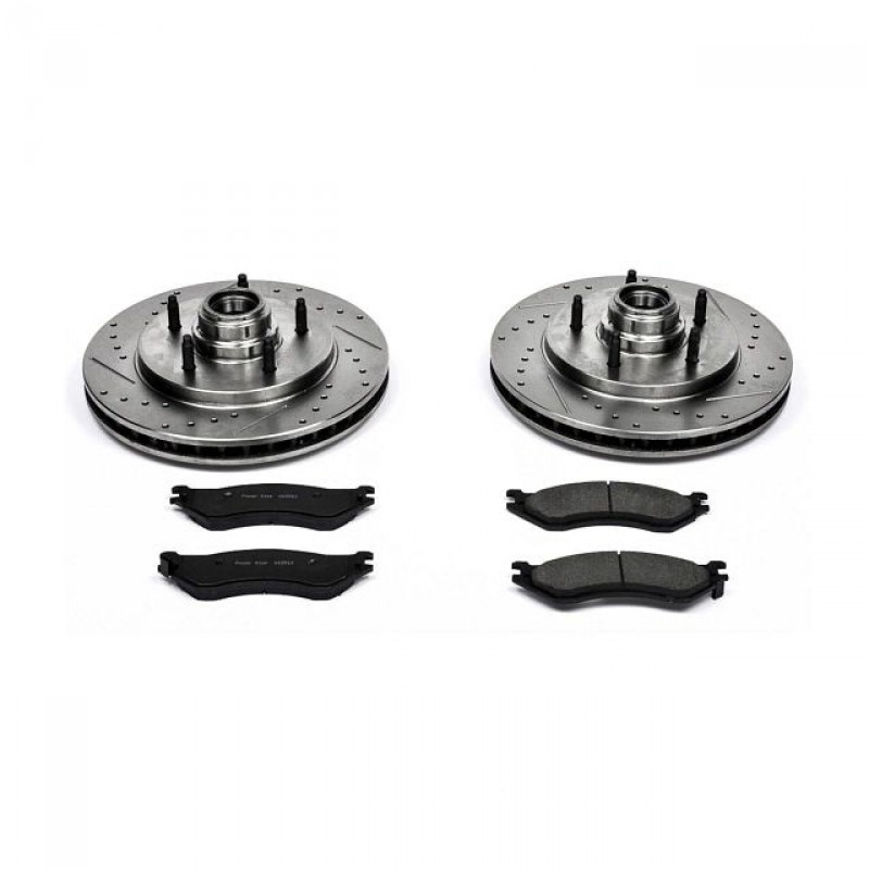 Power Stop Front Ceramic Brake Pad and Drilled & Slotted Rotor Kit for 99-00 Ford F150