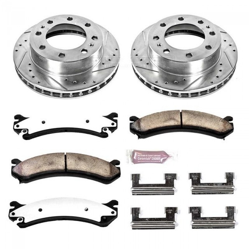 Power Stop Front Z36 Truck & Tow Brake Pad and Rotor Kit for 05-06 Chevrolet Silverado and GMC Sierra 1500, 2007 Classic Model with Rear Disc Brakes