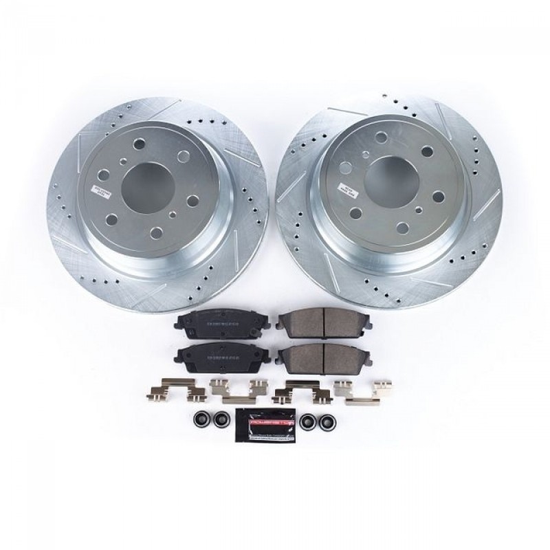 Power Stop Rear Ceramic Brake Pad and Drilled & Slotted Rotor Kit for 07-13 Chevrolet Silverado and GMC Sierra 1500