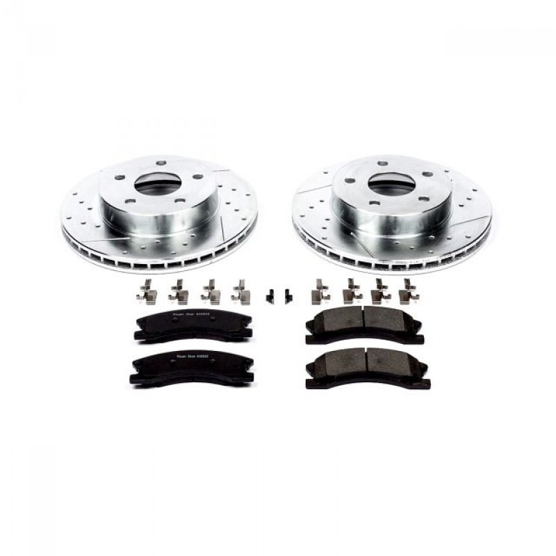 Power Stop Front Ceramic Brake Pad and Drilled & Slotted Rotor Kit for 99-04 Jeep Grand Cherokee WJ