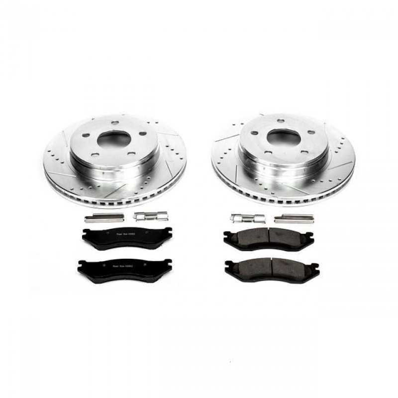 Power Stop Front Ceramic Brake Pad and Drilled & Slotted Rotor Kit for 03-05 Dodge Ram 1500