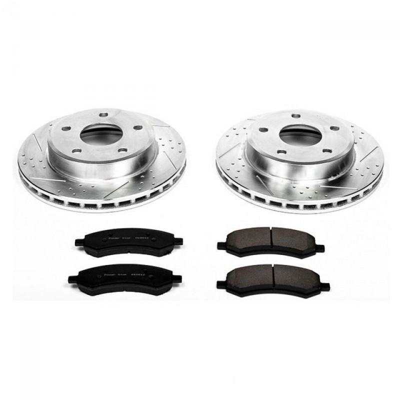 Power Stop Front Ceramic Brake Pad and Drilled & Slotted Rotor Kit for 05-10 Dodge Dakota