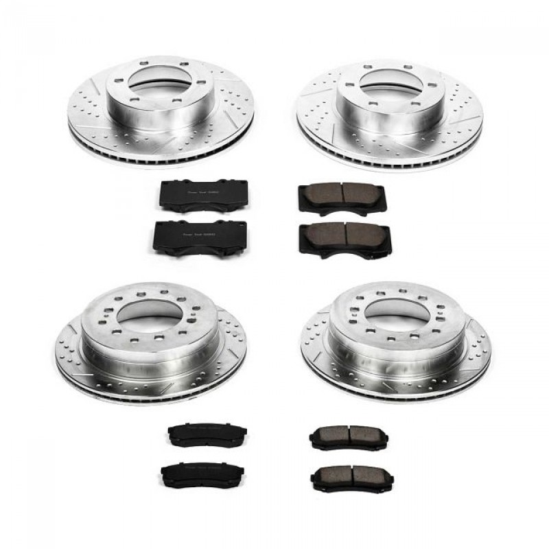 Power Stop Front and Rear Ceramic Brake Pad and Drilled & Slotted Rotor Kit for 01-07 Toyota Sequoia