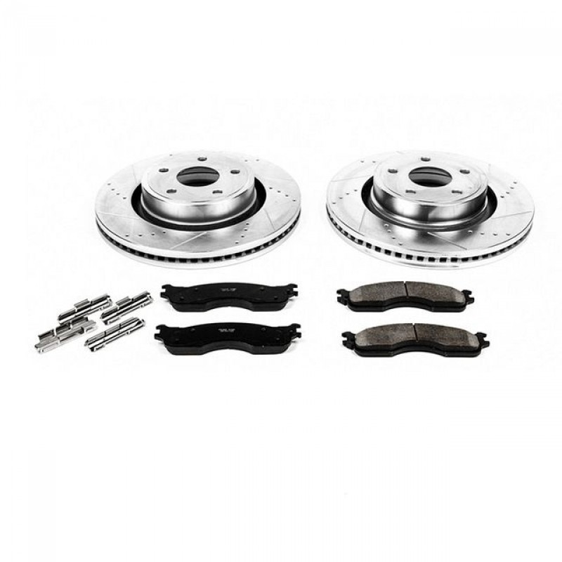 Power Stop Front Ceramic Brake Pad and Drilled & Slotted Rotor Kit for 2004 Dodge Ram 1500