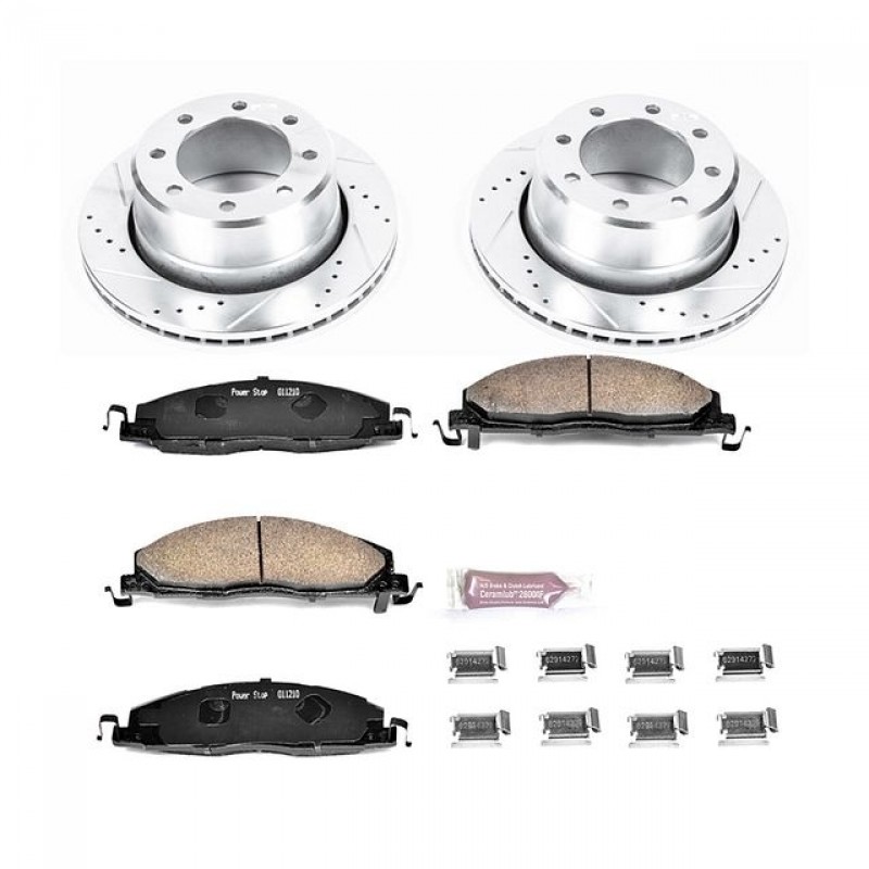 Power Stop Rear Ceramic Brake Pad and Drilled & Slotted Rotor Kit for 2012 Dodge Ram 1500, 09-10 Ram 2500/3500
