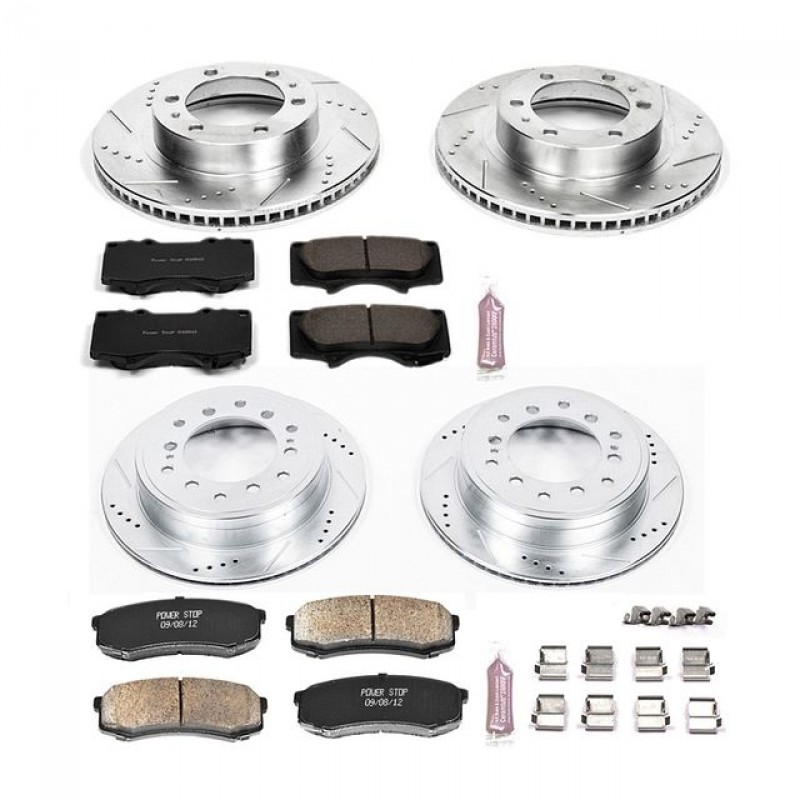 Power Stop Front and Rear Ceramic Brake Pad and Drilled & Slotted Rotor Kit for 10-14 Toyota FJ Cruiser