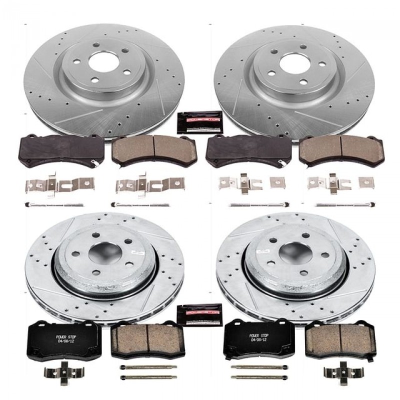 Power Stop Front and Rear Ceramic Brake Pad and Drilled & Slotted Rotor Kit for 12-17 Jeep Grand Cherokee WK SRT