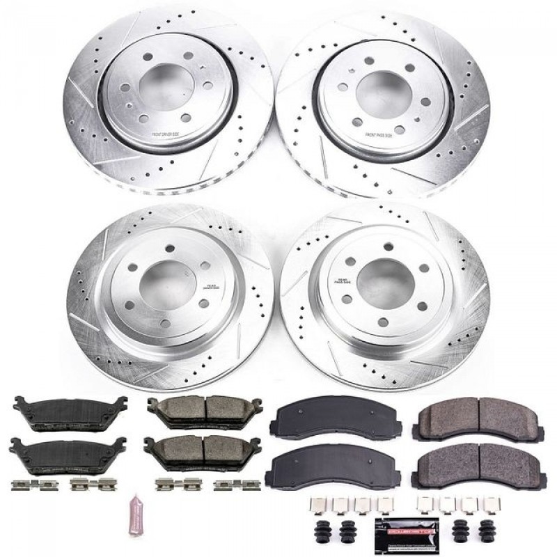 Power Stop Front and Rear Ceramic Brake Pad and Drilled & Slotted Rotor Kit for 18-19 Ford F150