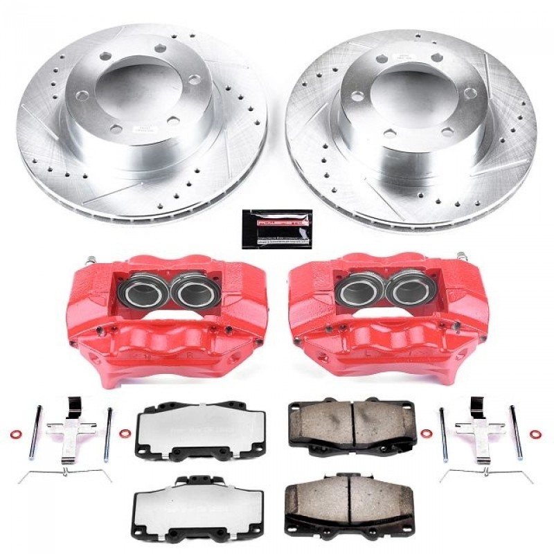 Power Stop Front Z36 Truck & Tow Brake Pad and Rotor Kit with Red Powder Coated Calipers for 95-02 and 2004 Toyota Tacoma