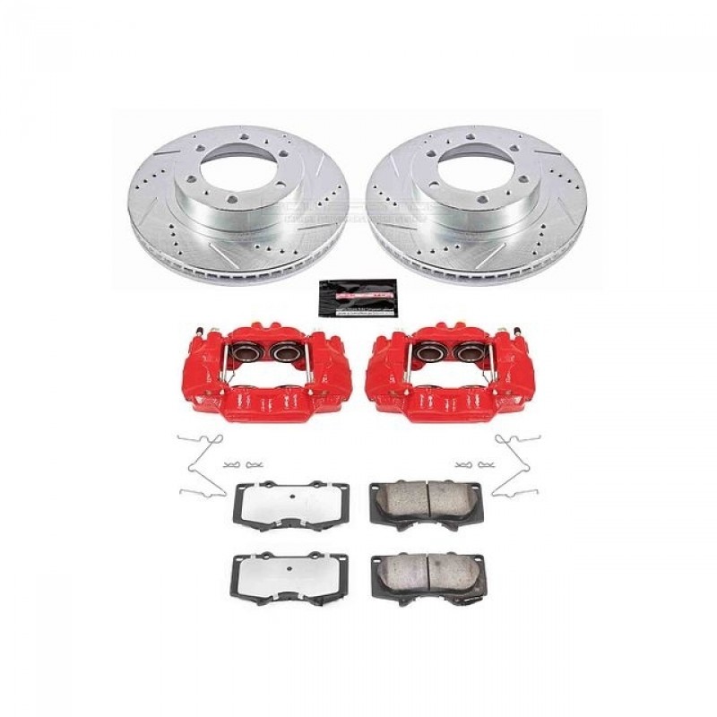 Power Stop Front Z36 Truck & Tow Brake Pad and Rotor Kit with Red Powder Coated Calipers for 05-20 Toyota Tacoma, 07-14 FJ Cruiser, 03-09 4Runner