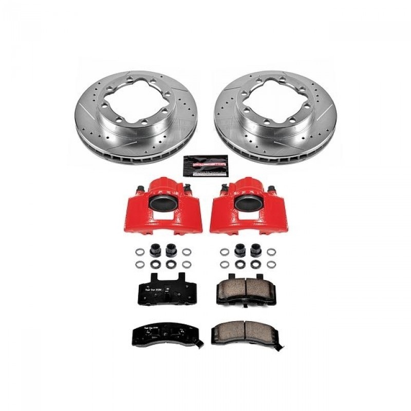 Power Stop Front Z23 Evolution Brake Pad and Rotor Kit with Red Powder Coated Calipers for 94-99 Dodge Ram 2500, 94-99 Chevrolet Suburban