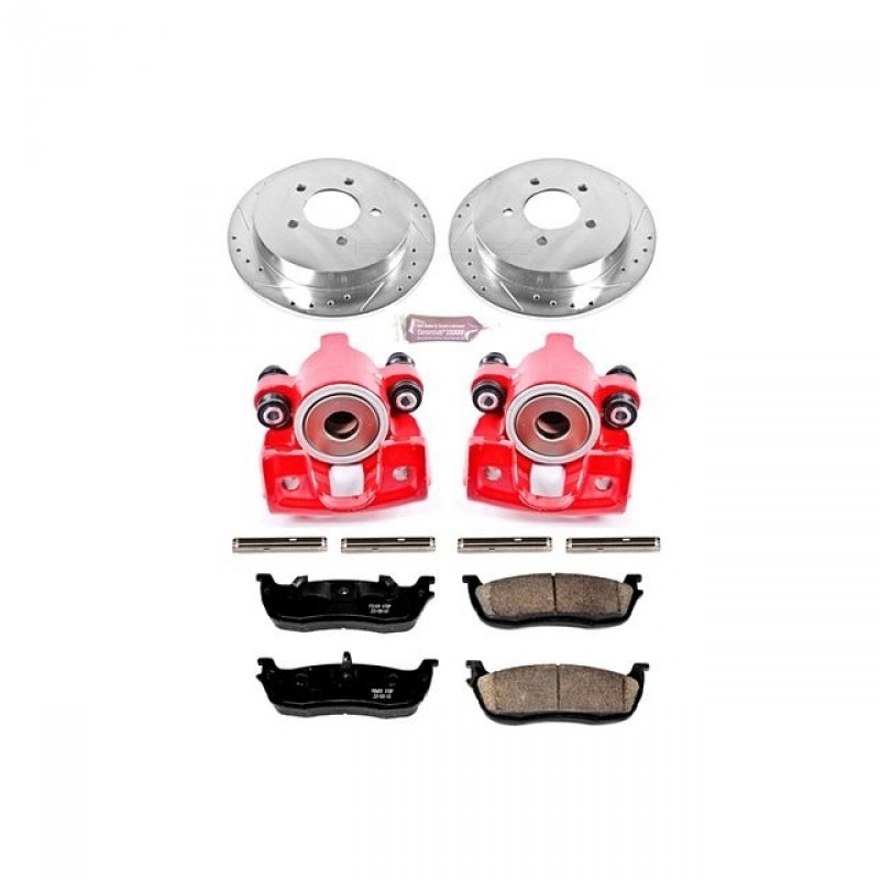 Power Stop Rear Z23 Evolution Brake Pad and Rotor Kit with Red Powder Coated Calipers for 99-03 Ford F150, 2004 F150 Heritage