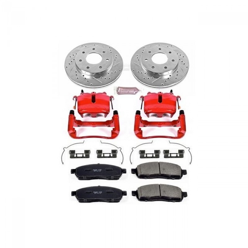 Power Stop Front Z23 Evolution Brake Pad and Rotor Kit with Red Powder Coated Calipers for 05-08 Ford F150 4WD 7-Lug