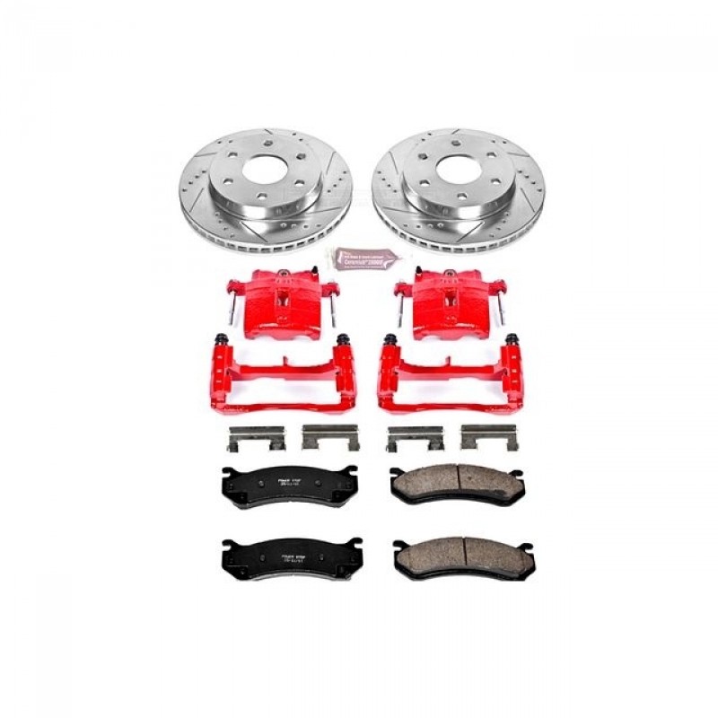 Power Stop Front Z23 Evolution Brake Pad and Rotor Kit with Red Powder Coated Calipers for 99-06 Chevrolet Silverado and GMC Sierra 1500