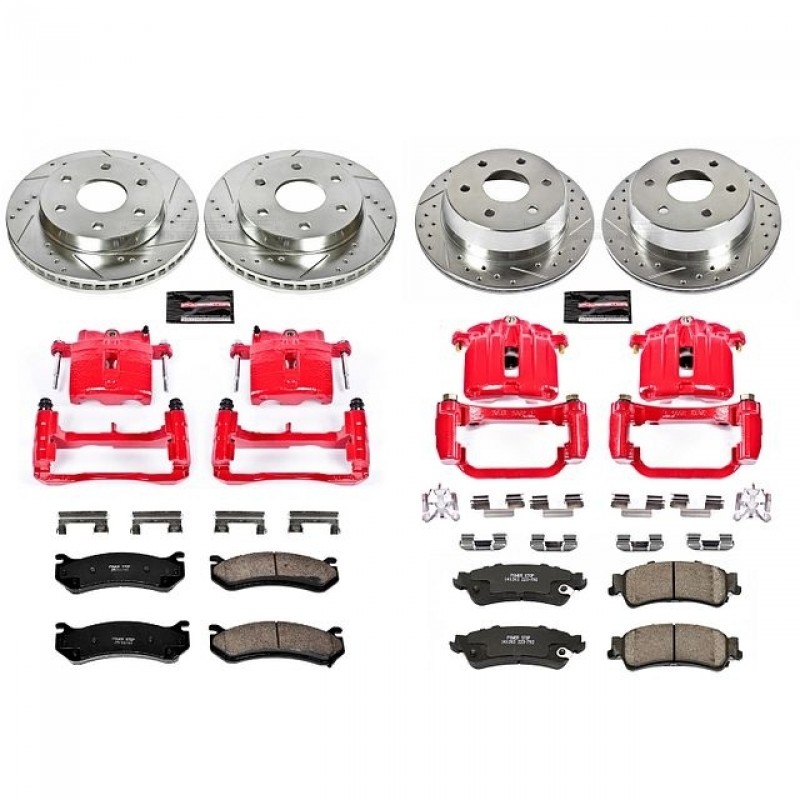Power Stop Front and Rear Z23 Evolution Brake Pad and Rotor Kit with Red Powder Coated Calipers for 03-06 Chevrolet Silverado and GMC Sierra 1500, 2007 Classic Model
