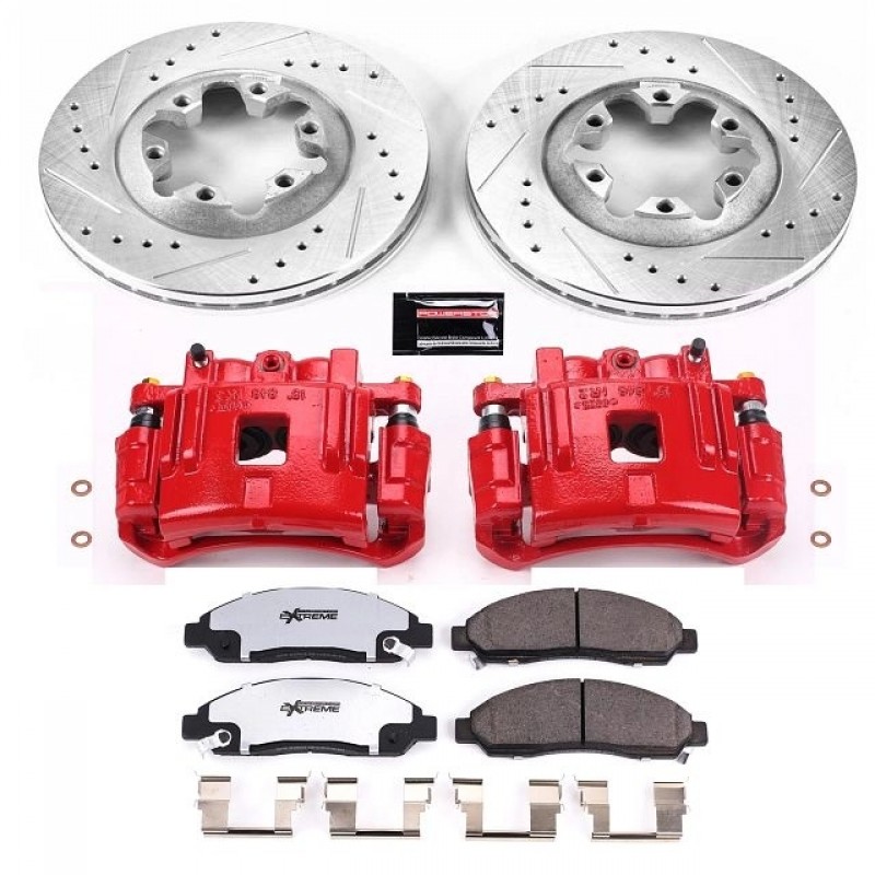 Power Stop Front Z36 Truck & Tow Brake Pad and Rotor Kit with Red Powder Coated Calipers for 04-08 Chevrolet Colorado and GMC Canyon