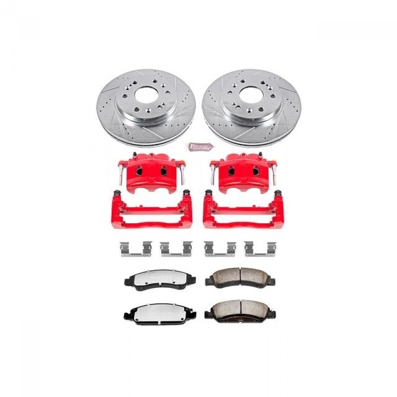 Power Stop Front Z36 Truck & Tow Brake Pad and Rotor Kit with Red Powder Coated Calipers for 07-18 Chevrolet Silverado and GMC Sierra 1500
