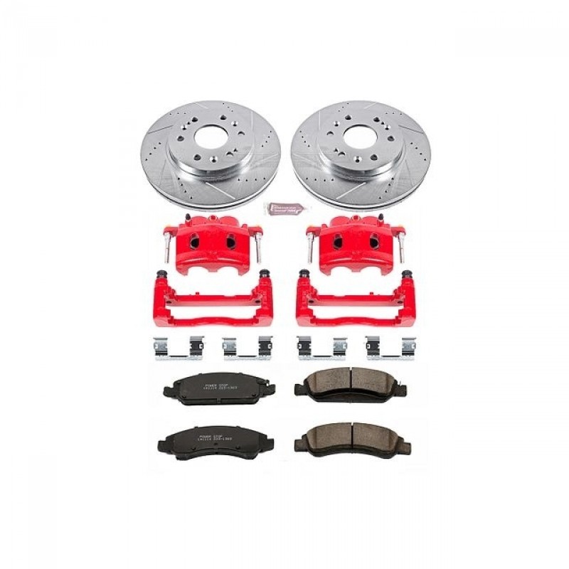 Power Stop Front Z23 Evolution Brake Pad and Rotor Kit with Red Powder Coated Calipers for 07-18 Chevrolet Silverado and GMC Sierra 1500