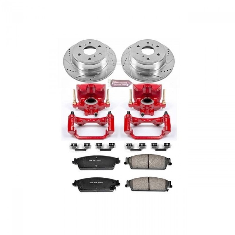 Power Stop Rear Z23 Evolution Brake Pad and Rotor Kit with Red Powder Coated Calipers for 07-13 Chevrolet Silverado and GMC Sierra 1500