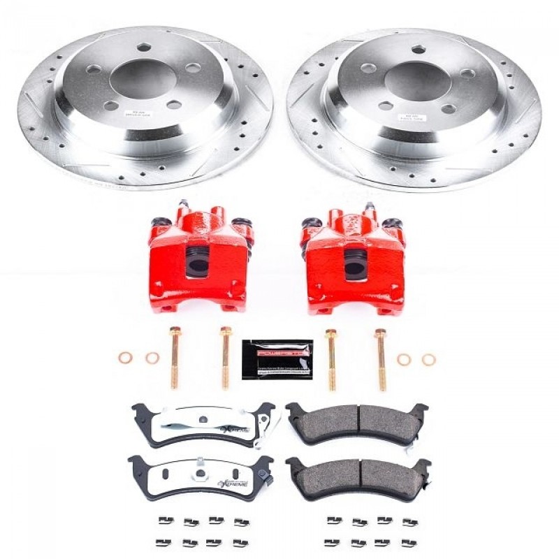 Power Stop Rear Z36 Truck & Tow Brake Pad and Rotor Kit with Red Powder Coated Calipers for 95-98 Jeep Grand Cherokee ZJ