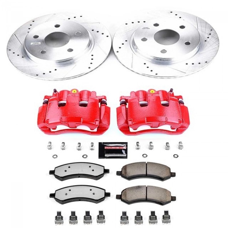 Power Stop Front Z36 Truck & Tow Brake Pad and Rotor Kit with Red Powder Coated Calipers for 09+ Dodge Ram 1500