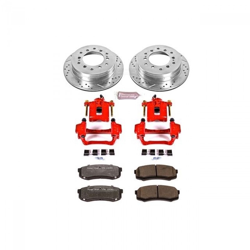 Power Stop Rear Z36 Truck & Tow Brake Pad and Rotor Kit with Red Powder Coated Calipers for 01-07 Toyota Sequoia