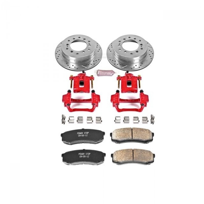 Power Stop Rear Z23 Evolution Brake Pad and Rotor Kit with Red Powder Coated Calipers for 01-07 Toyota Sequoia
