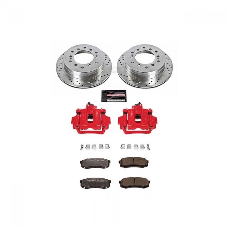 Power Stop Rear Z36 Truck & Tow Brake Pad and Rotor Kit with Red Powder Coated Calipers for 03-09 Toyota 4Runner, 07-09 FJ Cruiser