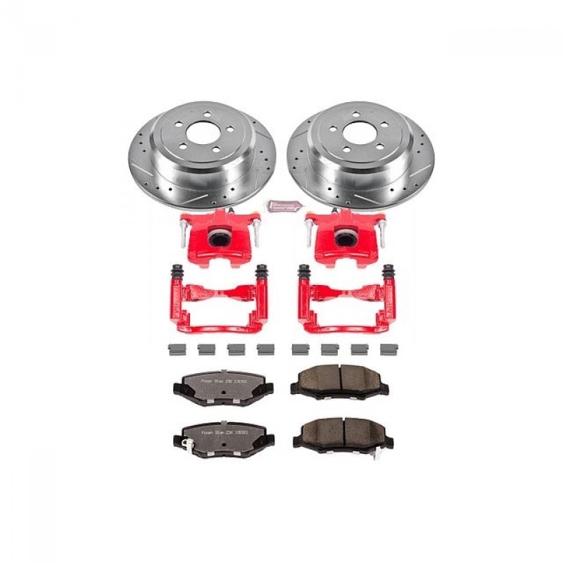 Power Stop Rear Z36 Truck & Tow Brake Pad and Rotor Kit with Red Powder Coated Calipers for 08-12 Jeep Liberty