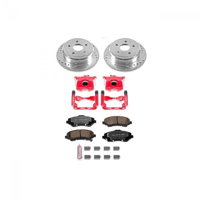 Power Stop Rear Z36 Truck & Tow Brake Pad and Rotor Kit with Red Powder Coated Calipers for 07-18 Jeep Wrangler JK and JK Unlimited