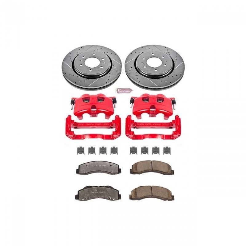 Power Stop Front Z36 Truck & Tow Brake Pad and Rotor Kit with Red Powder Coated Calipers for 12-19 Ford F150