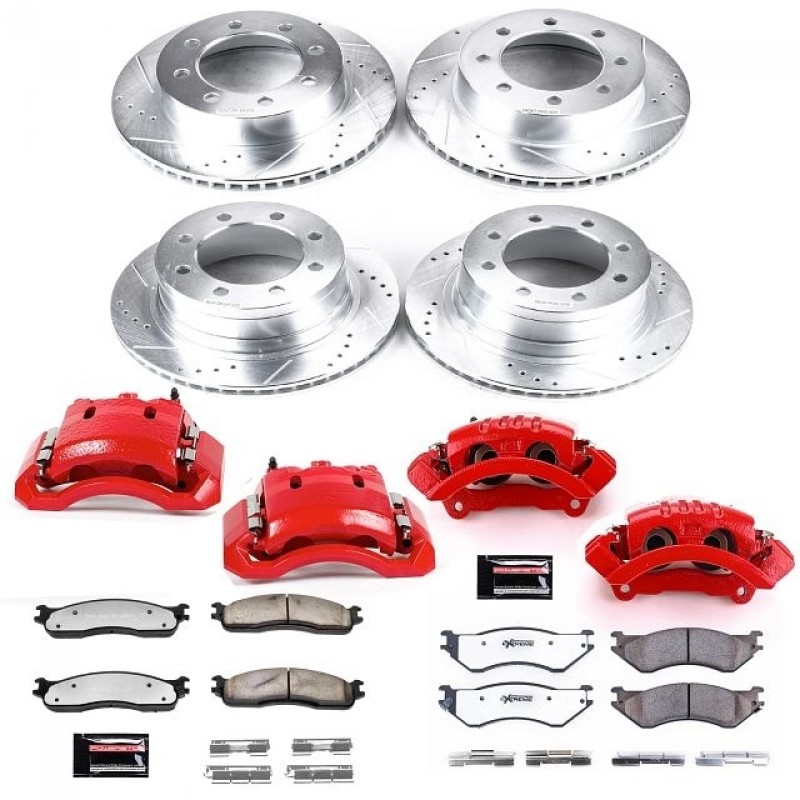 Power Stop Front and Rear Z36 Truck & Tow Brake Pad and Rotor Kit with Red Powder Coated Calipers for 06-08 Dodge Ram 1500, 03-08 Ram 2500/3500